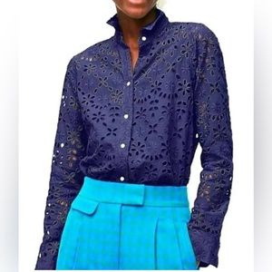 Jcrew Button-up Shirt In Embroidered Eyelet For Women sz 6